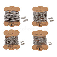 Craftdady 304 Stainless Steel Ball Chain Connectors & Ball Chains Kits, with Cardboard Display Cards, Stainless Steel Color, 1.5mm/2mm/2.4mm/3.2mm, 5m/size, 20m/set(DIY-CD0001-03)
