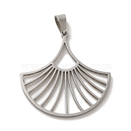 304 Stainless Steel Pendants, Laser Cut, Fan Charm, Stainless Steel Color, 29x28x1mm, Hole: 6x3mm(STAS-O005-11P)
