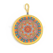 Porcelain Cup Mats, Flat Round Shape Mandala Pattern Coaster, with Hanging Rope, Gold, 250x170x8mm(PW22061170915)