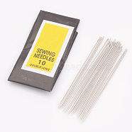 Iron Sewing Needles, Darning Needles, Platinum, 0.45mm thick, 52mm long, hole: 0.3mm, 25pcs/bag(X-E255-10)