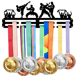 Iron Medal Hanger Holder Display Wall Rack, 2-Line, with Screws, Karate, Sports, 400x150mm(ODIS-WH0021-835)