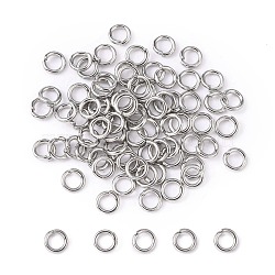 304 Stainless Steel Open Jump Rings, Stainless Steel Color, 6x1.2mm, Inner Diameter: 3.6mm, abput 65pcs/10g(X-STAS-E067-08-6mm)