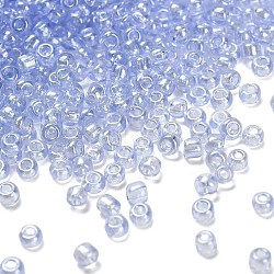 Transparent Colours Glass Seed Beads, Round, Light Steel Blue, 2x1.5mm, Hole: 0.6mm, about 11250pcs/pound(SEED-H004-01F)