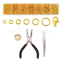 DIY Jewelry Making Finding Kit, Including Brass Jump Rings, Zinc Alloy Lobster Claw Clasps, Tweezers, Brass Rings, Pliers, Golden & Stainless Steel Color, 1153Pcs/bag(DIY-YW0006-16)