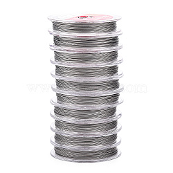 Tiger Tail Wire, Stainless Steel Wire, Round, Stainless Steel Color, 0.4mm, about 32.81 Feet(10m)/Set(TWIR-N004-0.4mm-P)