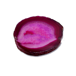 Dyed Natural Agate Slice Cup Mats, Heat Resistant Pot Mats, for Home Kitchen, Polygon, Magenta, 60~80mm(DJEW-PW0012-131B)