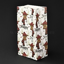 Christmas Theme Rectangle Paper Bags, No Handle, for Gift & Food Package, Elephant Pattern, 12x7.5x23cm(CARB-G006-01J)