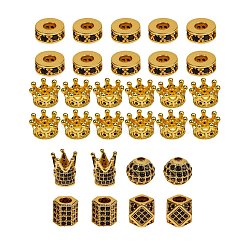 Brass Micro Pave Cubic Zirconia Beads, Mixed Shapes, Golden, 30pcs/box(ZIRC-SZ0001-14G)
