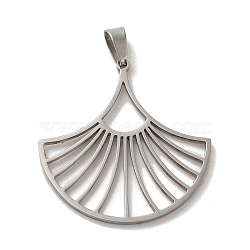 Non-Tarnish 304 Stainless Steel Pendants, Laser Cut, Fan Charm, Stainless Steel Color, 29x28x1mm, Hole: 6x3mm(STAS-O005-11P)