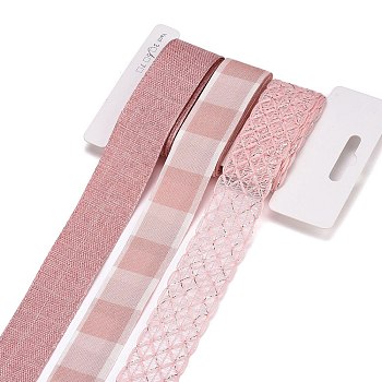9 Yards 3 Styles Polyester Ribbon, for DIY Handmade Craft, Hair Bowknots and Gift Decoration, Light Pink Palette, Pink, 1~1-1/8 inch(25~28mm), about 3 yards/style