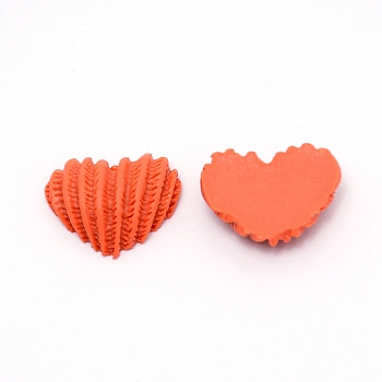 Resin Cabochons, DIY for Earrings & Bobby pin Accessories, Heart, Orange, 16x20x6.5mm