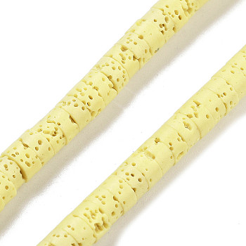 Natural Lava Rock Dyed Beads Strands, Disc, Heishi Beads, Yellow, 6x3~3.5mm, Hole: 1.5mm, about 114pcs/strand, 14.96''(38cm)