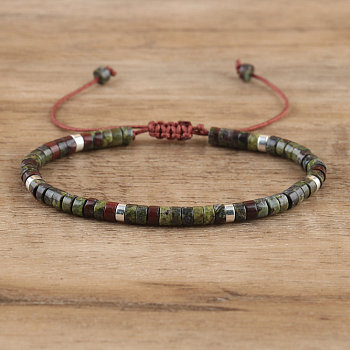 Natural Dragon Blood Beaded Braided Bracelets, Adjustable Women's Bracelets, 