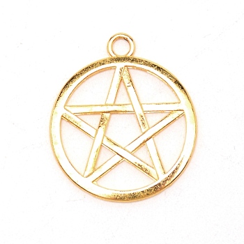 Zinc Alloy Pendants, Hollow, Ring with Star, Golden, 28x24x1mm, Hole: 3mm