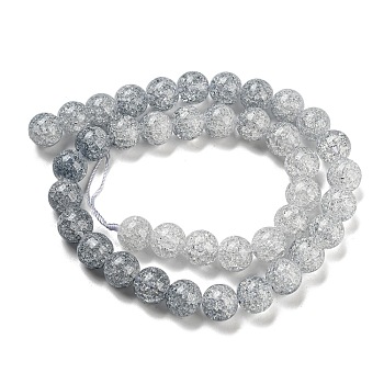 Spray Painted Crackle Glass Beads Strands, Gradient Color, Segmented Multi-color Beads, Round, Gray, 10mm, Hole: 1mm, about 38pcs/strand, 15.28 inch(38.8cm)
