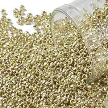 TOHO Round Seed Beads, Japanese Seed Beads, (PF559) PermaFinish Yellow Gold Metallic, 11/0, 2.2mm, Hole: 0.8mm, about 1110pcs/bottle, 10g/bottle