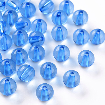 Transparent Acrylic Beads, Round, Deep Sky Blue, 10x9mm, Hole: 2mm, about 940pcs/500g