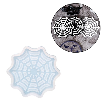 DIY Halloween Spider Web Cup Mat Silicone Molds, Resin Casting Molds, for UV Resin & Epoxy Resin Craft Making, White, 87x83x9.5mm, Inner Diameter: 81x69.5mm