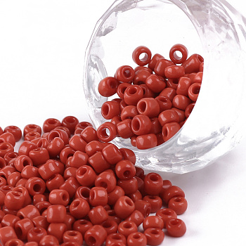 Glass Seed Beads, Opaque Colours Seed, Small Craft Beads for DIY Jewelry Making, Round, Red, 4mm, Hole:1.5mm, about 4500pcs/pound