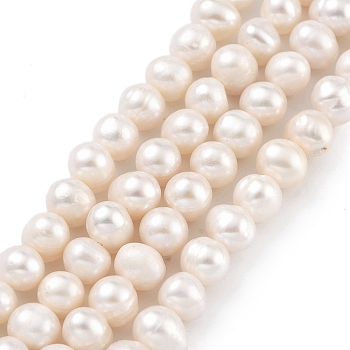 Natural Cultured Freshwater Pearl Beads Strands, Potato, PapayaWhip, 6~7mm, Hole: 0.6mm, about 29pcs/strand, 6.69 inch(17cm)