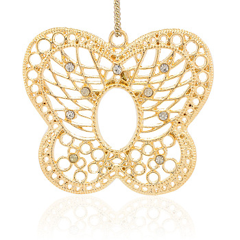 Alloy Rhinestone Pendants, Butterfly, Golden, 63x56x4mm, Hole: 3.5mm