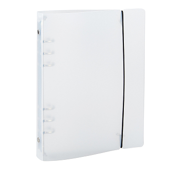 A5 6-Ring PP Plastic Loose Leaf Book Covers, Binder Cover, with Strap, Rectangle, WhiteSmoke, 238x181x26.5mm