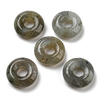 Natural Labradorite Pendants, Donut/Pi Disc Charms, 15~16x4~5mm, Hole: 4~5mm