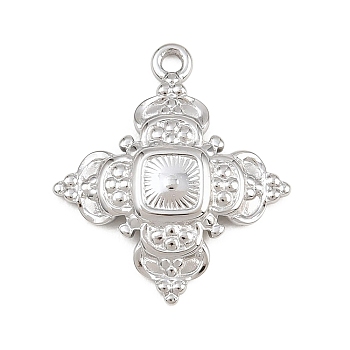 304 Stainless Steel Pendants, Cross with Embossed Dot Charms, Stainless Steel Color, 22.5x20x3.5mm, Hole: 1.6mm