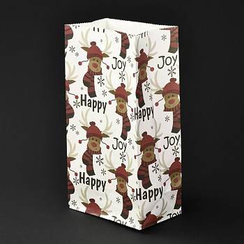 Christmas Theme Rectangle Paper Bags, No Handle, for Gift & Food Package, Elephant Pattern, 12x7.5x23cm