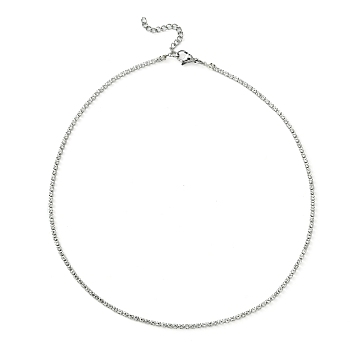 Crystal Rhinestone Tennis Necklace, Iron Link Chain Necklace, Platinum, 16.06 inch(40.8cm)
