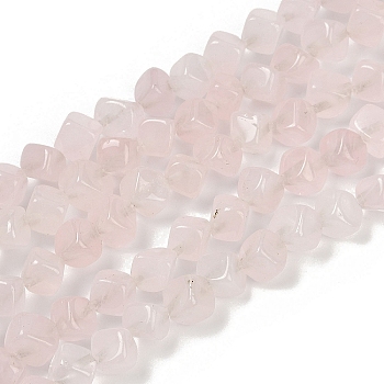 Natural Rose Quartz Beads Strands, Cube, 7.5~8.5x6.5~8.5x5.5~6.5mm, Hole: 0.7mm, about 52~56pcs/strand, 15.16~15.87''(38.5~40.3cm)