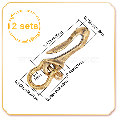 WADORN 2Pcs Brass D Ring Screw Pin Anchor Shackle(FIND-WR0010-60)-2