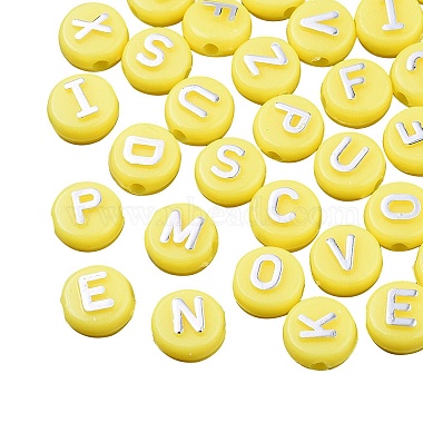 Yellow Letter A~Z Acrylic Beads