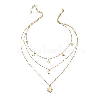 Brass 3 Layer Necklaces for Women(NJEW-JN04734-02)-4