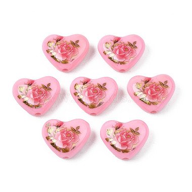Pink Heart Acrylic Beads