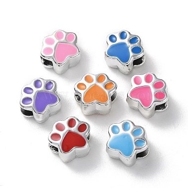 Mixed Color Paw Print Acrylic European Beads