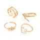 4Pcs 4 Style Snake & Smiling Face & Star Brass Cuff Rings for Her(RJEW-CW0001-01)-2