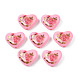 Flower Printed Opaque Acrylic Heart Beads(SACR-S305-28-H04)-1