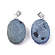 Electroplate Natural Druzy Geode Agate Pendants(G-S344-60A-04)-2