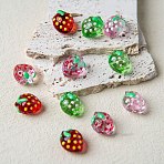 Handmade Lampwork Enamel Beads, Strawberry, Mixed Color, 17x13.5x12mm, Hole: 1mm(LAMP-B050-03)