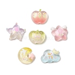 Transparent Resin & Glitter Powder Cabochons, Apple & Star & Moon & Cloud, Mixed Color, 17.5~24x21~24.5x9.5~11.5mm(RE-CBA8E56-01)