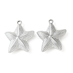 Acrylic Pendants, Starfish Charms, Platinum Plated, 32.5x28.5x7mm, Hole: 2.5mm(PACR-B005-02B)