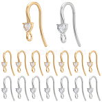 20Pcs 2 Styles 304 Stainless Steel Rhinestone Earring Hooks, DIY Earring Accessories, Mixed Color, 17x13x3.5mm, Hole: 1.6mm, 10pcs/style(STAS-BBC0007-16B)