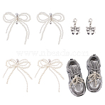 6Pcs Bowknot Plastic Imitation Pearl Shoe Charms, Shoe Decorations, White, 29~140mm(HJEW-HY00057)