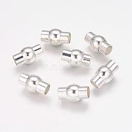 Rack Plating Brass Magnetic Clasps with Glue-in Ends, Oval, 925 Sterling Silver Plated, 17x10mm, Hole: 6mm(KK-G230-6mm-S)