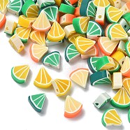 100Pcs 4 Colors Orange Shape Handmade Polymer Clay Beads, Mixed Color, 11~11.5x9~9.5x4~4.5mm, Hole: 1.6mm, 25pcs/color(CLAY-CJ0001-63)