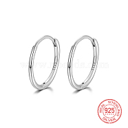 Rhodium Plated 925 Sterling Silver Huggie Hoop Earrings, with S925 Stamp, Platinum, 11mm(IK9735-05)