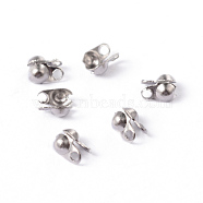 304 Stainless Steel Bead Tips, Calotte Ends, Clamshell Knot Cover, Smooth Surface, Stainless Steel Color, 4x2mm, Hole: 1mm(STAS-G130-02P)