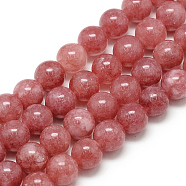 Natural Quartz Beads Strands, Imitation Rhodochrosite, Round, Dyed, 8x7.5mm, Hole: 1mm, about 46~49pcs/strand, 15.5 inch(G-S150-8mm-06-1)