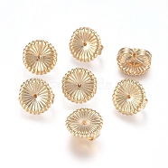 Brass Ear Nuts, Friction Earring Backs for Stud Earrings, Flower, Real 14K Gold Plated, 9x4.5mm, Hole: 0.8mm(X-KK-L198-008LG)